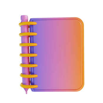 3D illustration colorful notebook and pencil png