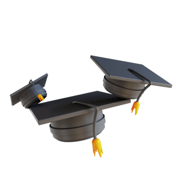 3D illustration colorful three graduation hats png