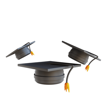 3D illustration colorful three graduation hats png