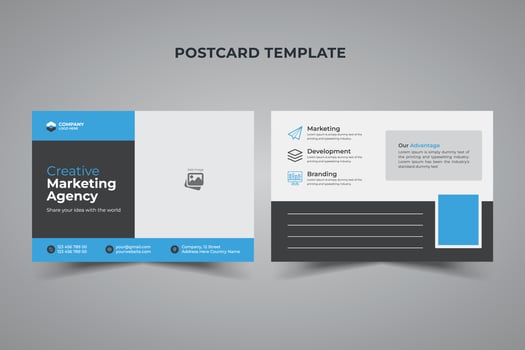 Creative vector illustration of postcard isolated on transparent background. Postal travel card art design. Abstract concept graphic element Corporate business or marketing agency postcard template