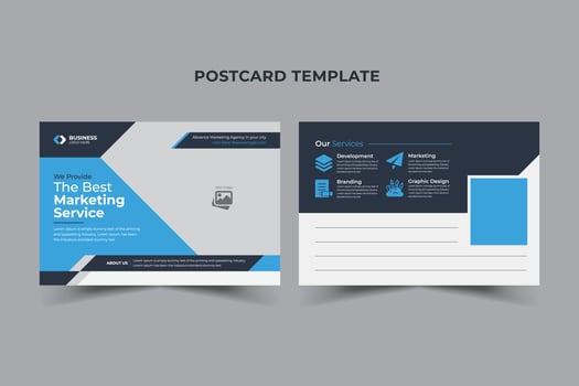 Creative vector illustration of postcard isolated on transparent background. Postal travel card art design. Abstract concept graphic element Corporate business or marketing agency postcard template