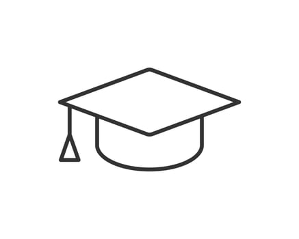 Education icon vector illustartion. College cap or graduate hat symbol. Student degree sign.