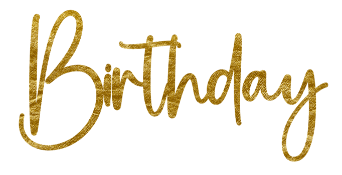 Golden Text Lettering Birthday cut out png