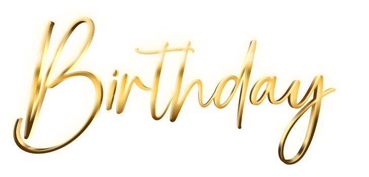 Golden Text Lettering Birthday cut out png