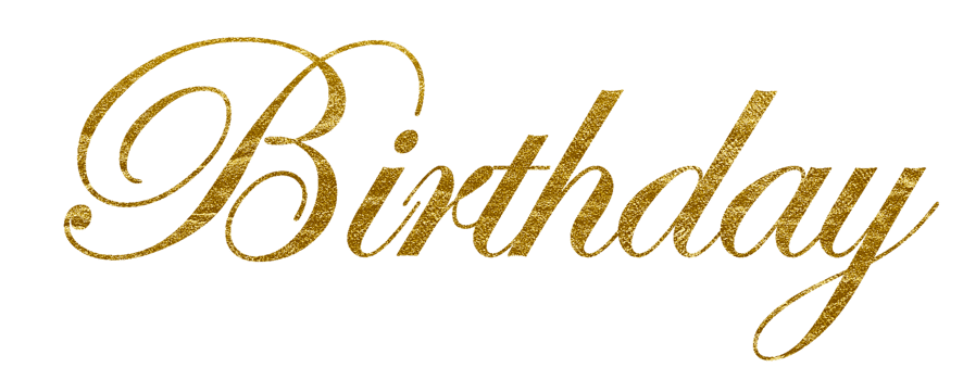 Golden Text Lettering Birthday cut out png