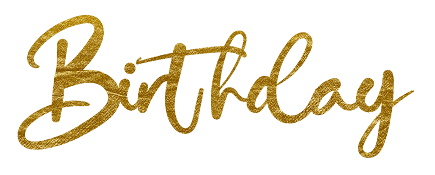Golden Text Lettering Birthday cut out png