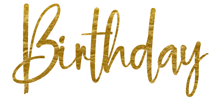 Golden Text Lettering Birthday cut out png