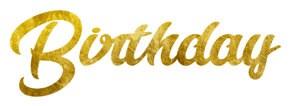 Golden Text Lettering Birthday cut out png