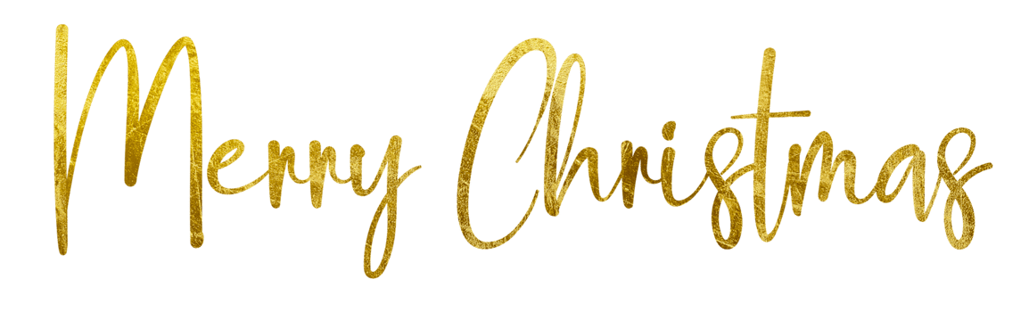 Golden Text Merry Christmas cut out png