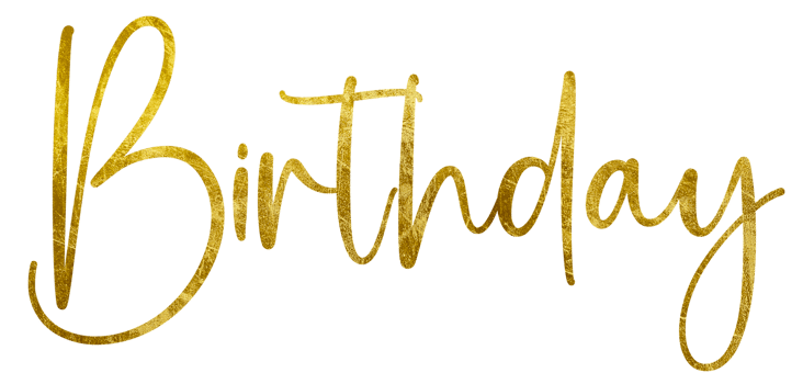 Golden Text Lettering Birthday cut out png