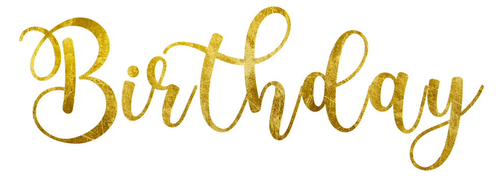 Golden Text Lettering Birthday cut out png