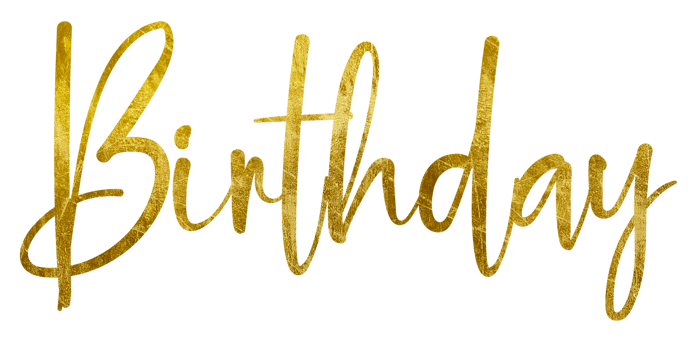 Golden Text Lettering Birthday cut out png