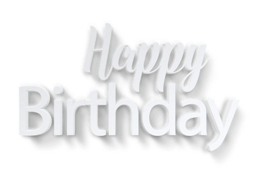 White volumetric 3D Text inscription Happy Birthday. isolation cut out png