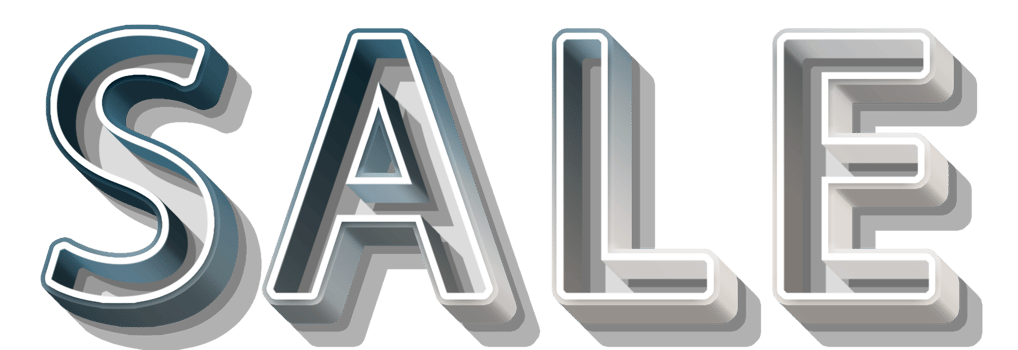 White volumetric 3D Text inscription Sale isolated cut out png