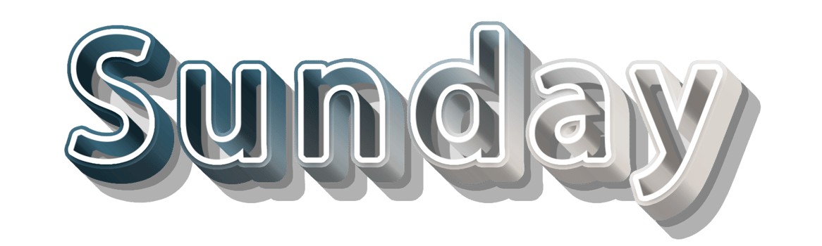 volumetric 3D Text of the inscription Sunday isolated cut out png