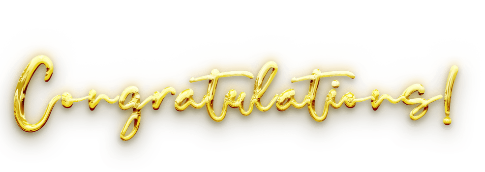 Golden volumetric 3D Text of the inscription Congratulations isolated cut out png