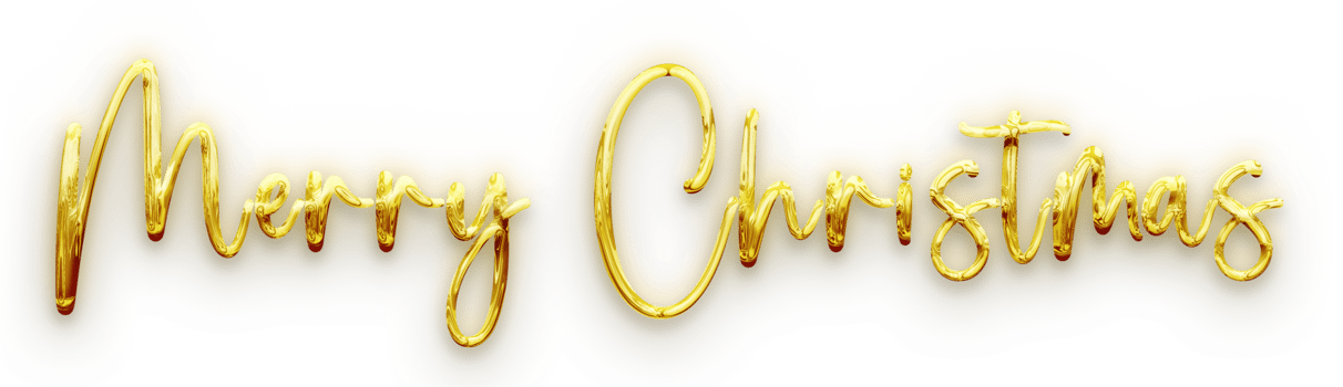 Golden volumetric 3D Text of the inscription Merry Christmas isolated cut out png