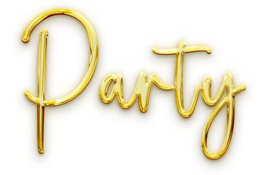 Golden volumetric 3D Text of the inscription Party isolated cut out png