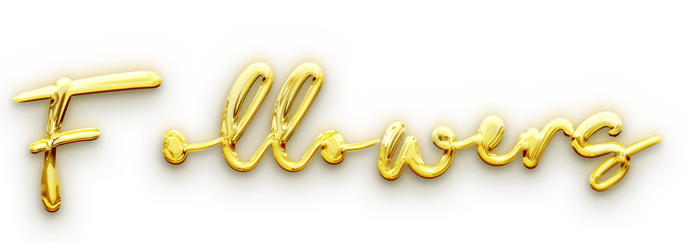 Golden volumetric 3D Text of the inscription Followers isolated cut out png