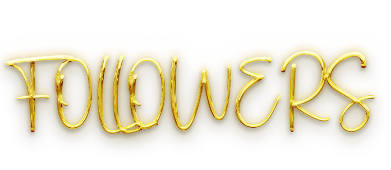 Golden volumetric 3D Text of the inscription Followers isolated cut out png