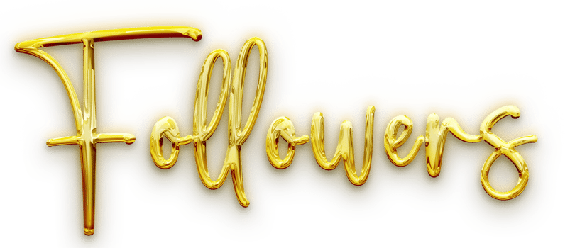 Golden volumetric 3D Text of the inscription Followers isolated cut out png