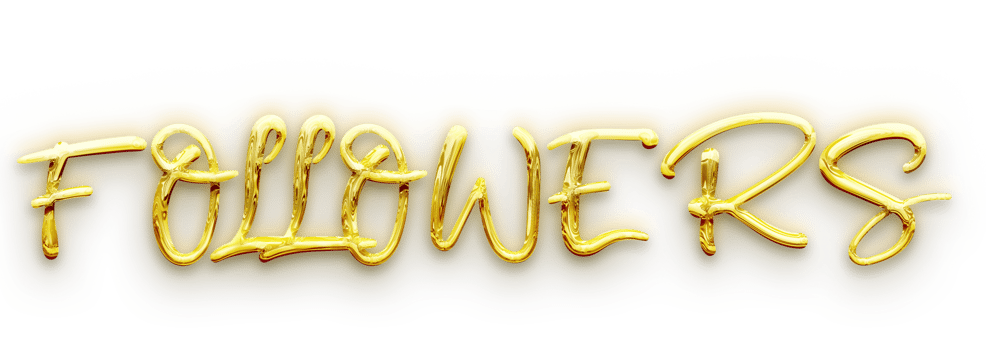 Golden volumetric 3D Text of the inscription Followers isolated cut out png