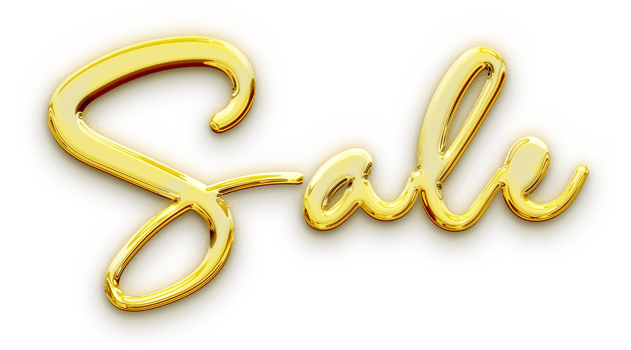 Gold volumetric 3D Text inscription Sale isolated cut out png