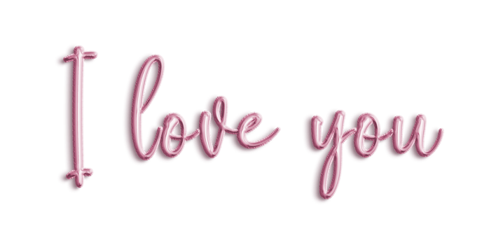 Pink Volumetric 3D Text Balloons Lettering I Love You cut out png