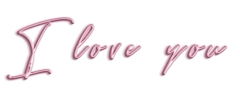 Pink Volumetric 3D Text Balloons Lettering I Love You cut out png