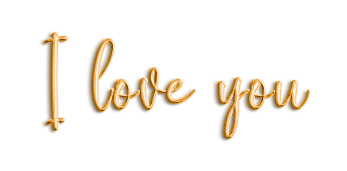 Golden Volumetric 3D Text Balloons Lettering I Love You cut out png