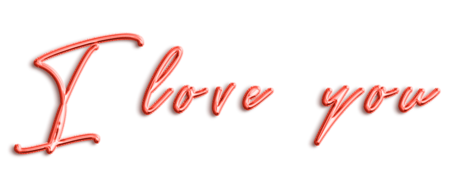 Red Volumetric 3D Text Balloons Lettering I Love You cut out png