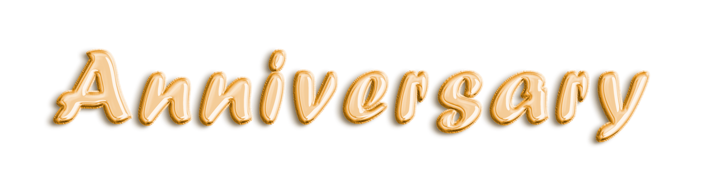 Golden Volumetric 3D Text Balloons Lettering Anniversary cut out png