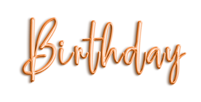 Orange Volumetric 3D Text Balloons Lettering Birthday cut out png