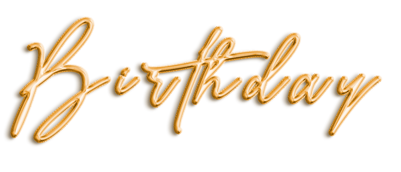 Golden Volumetric 3D Text Balloons Lettering Birthday cut out png