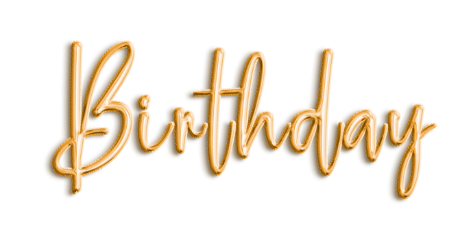 Golden Volumetric 3D Text Balloons Lettering Birthday cut out png
