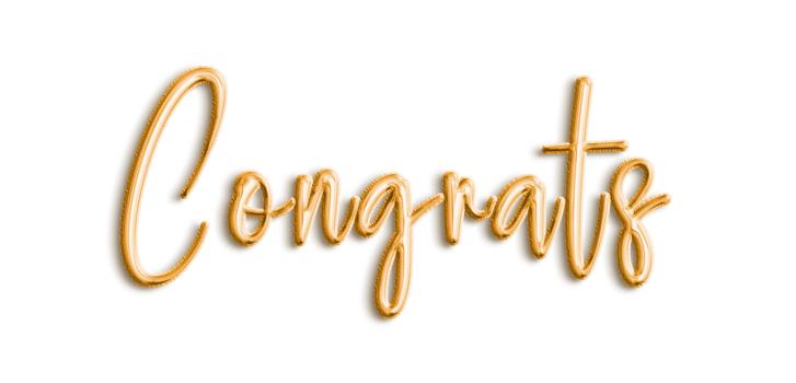 Gold Volumetric 3D Text Balloons Lettering Congrats cut out png