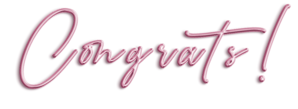 Pink Volumetric 3D Text Balloons Lettering Congrats cut out png