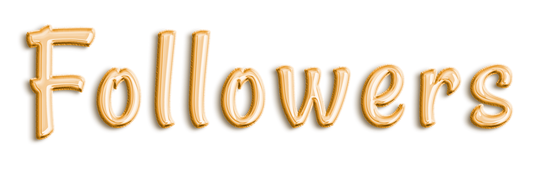 Gold Volumetric 3D Text Balloons Lettering Followers cut out png