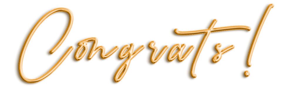 Gold Volumetric 3D Text Balloons Lettering Congrats cut out png