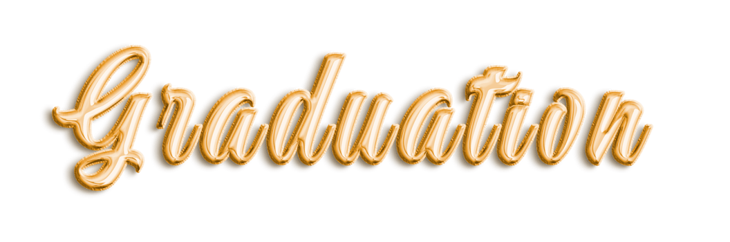 Gold Volumetric 3D Text Balloons Graduation cut out png