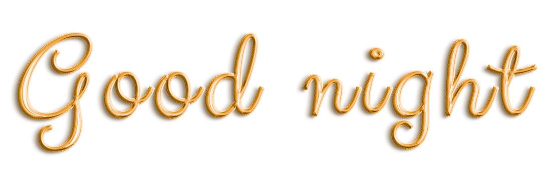 Gold Volumetric 3D Text Balloons Lettering Good Night cut out png