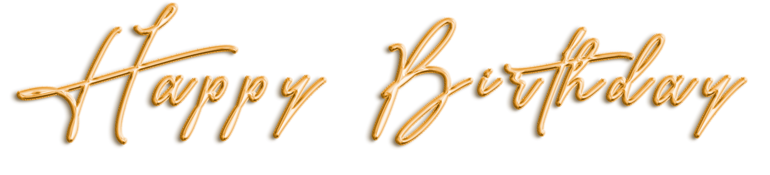 Golden Volumetric 3D Text Balloons Lettering Happy Birthday cut out png