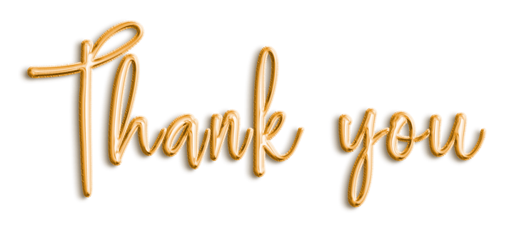 Gold Volumetric 3D Text Balloons Thank You cut out png