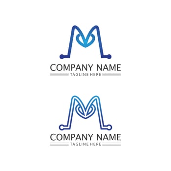 M Letter and M font icon set, Logo Template vector