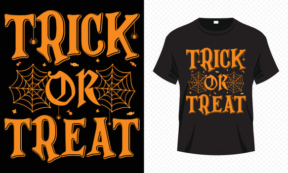 Trick or Treat - Happy Halloween t-shirt design vector template. Funny t shirt design for Halloween day.
