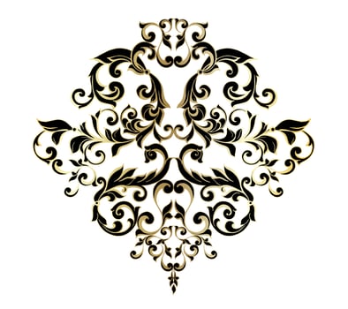 Vector damask vintage baroque scroll ornament swirl. Victorian monogram heraldic shield swirl. Retro floral leaf pattern border foliage antique  acanthus calligraphy engraved tattoo.Tile decor element