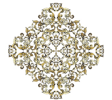 Vector damask vintage baroque scroll ornament swirl. Victorian monogram heraldic shield swirl. Retro floral leaf pattern border foliage antique  acanthus calligraphy engraved tattoo.Tile decor element