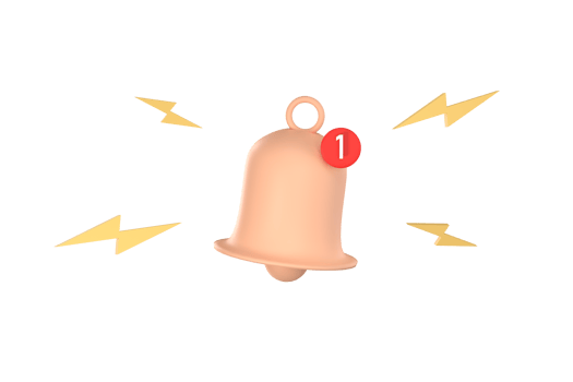 3D. cartoon bell alert symbol to send a message png