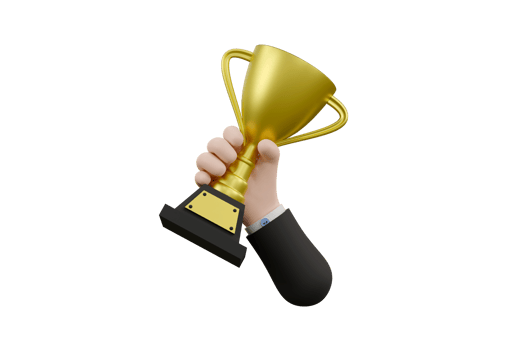 Cartoon businessman character hand holding victory prize cup trophy png