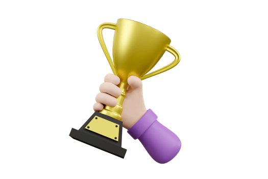 Cartoon businessman character hand holding victory prize cup trophy png